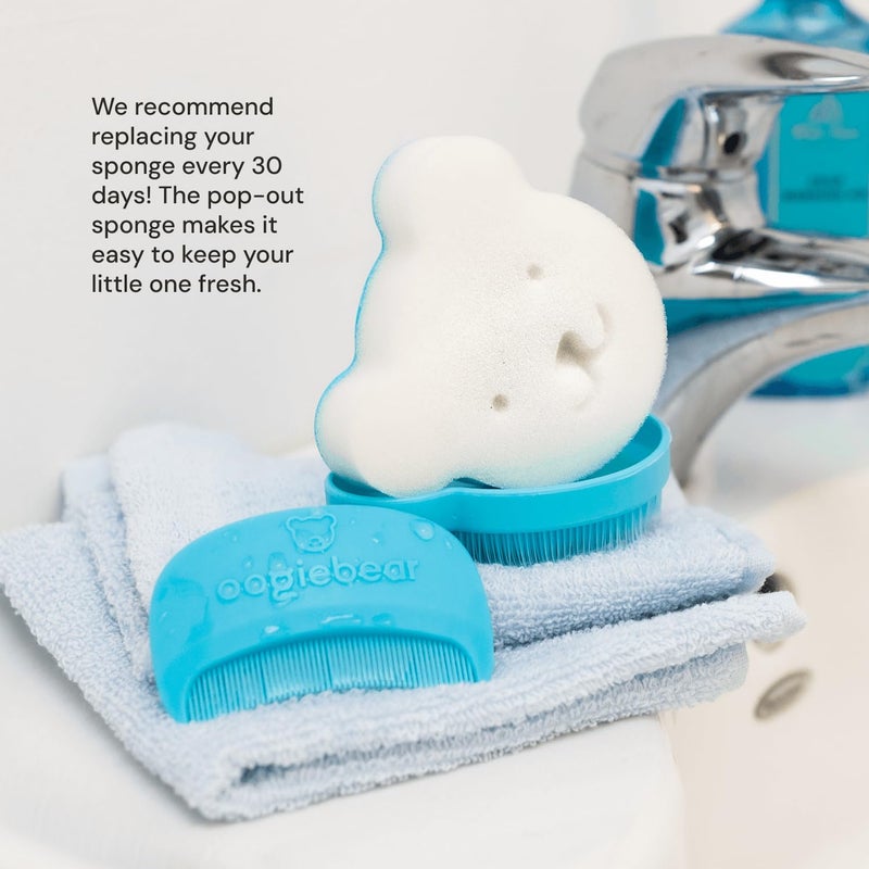 oogiebear Cradle Cap Brush Kit for Babies – Gentle and Safe Scalp Massage Care with Sponge, Brush, and Comb for Newborns and Babies - Image 4